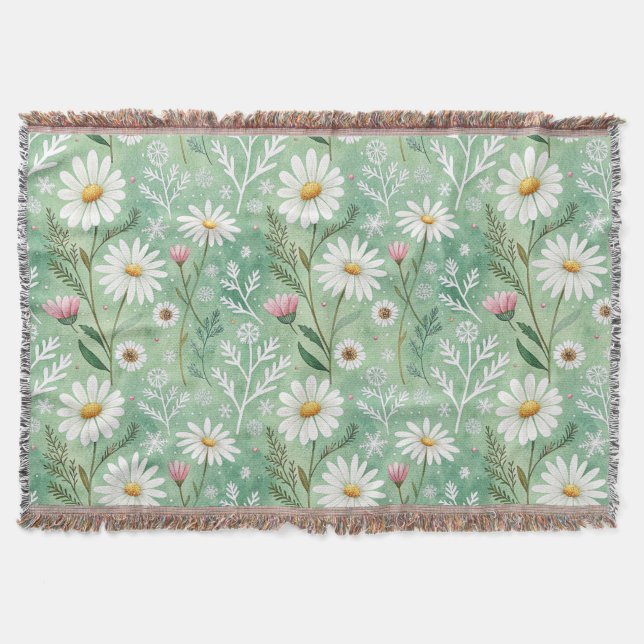 Cobertor Modern Daisy Flowers Winter (Frente)
