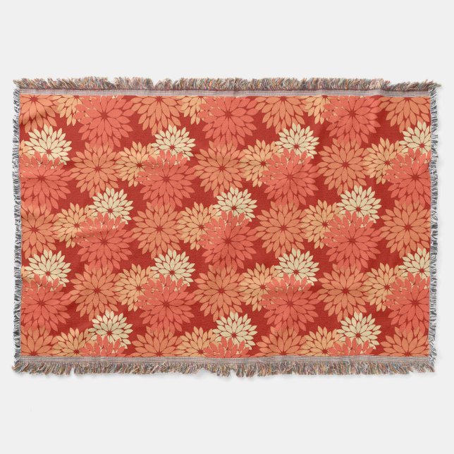 Cobertor Modern Floral Kimono Impressão, Mandarin Orange (Frente)