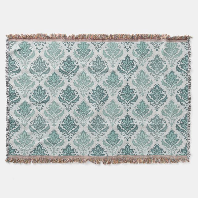 Cobertor Modern Teal Nordic Damask (Frente)