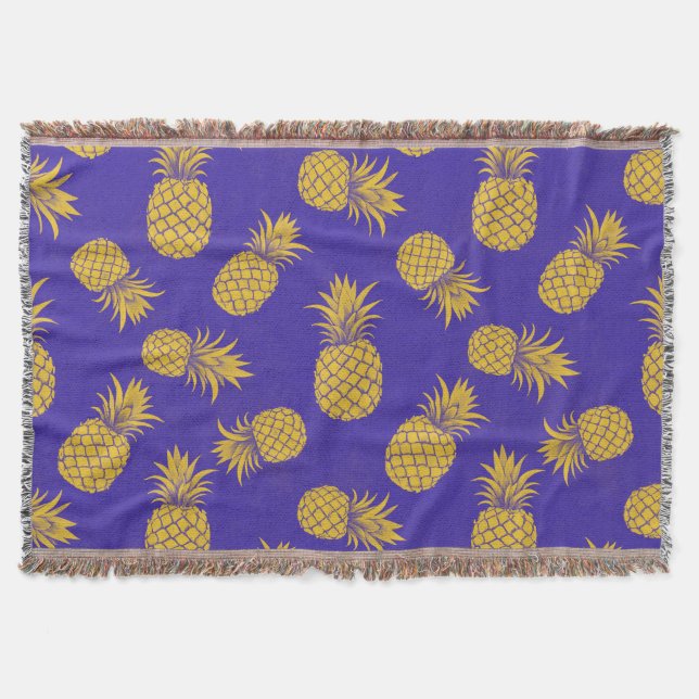Cobertor Modern Tropical Pineapple Watercolor (Frente)