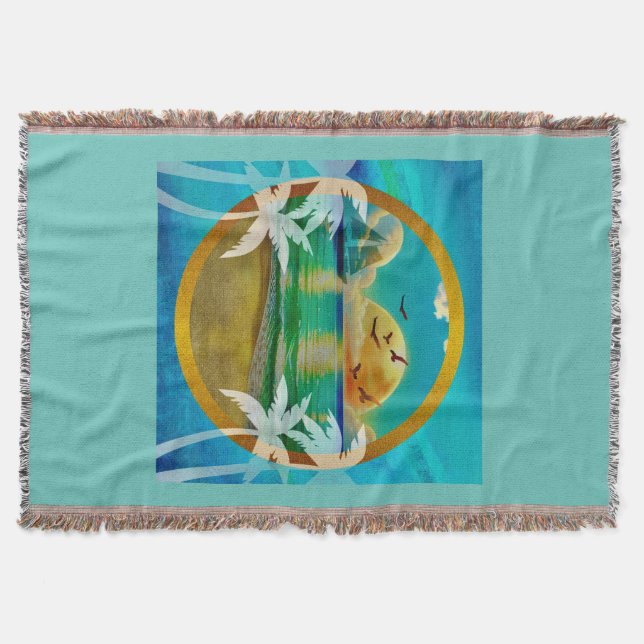 Cobertor Moderna Floresta Tropical de Palmeiras Sunset (Frente)