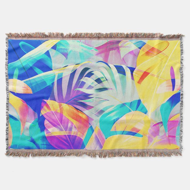Cobertor Moderno Floral Abstrato Cor Pastel (Frente)