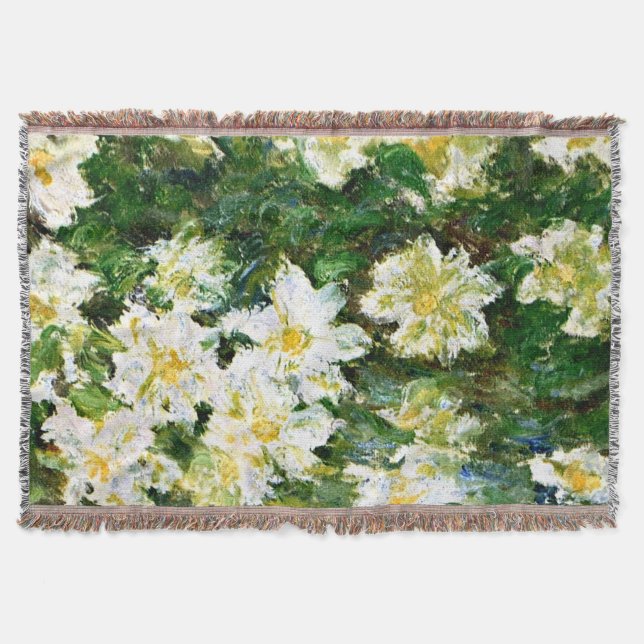 Cobertor Monet - White Clematis, famosa pintura floral (Frente)
