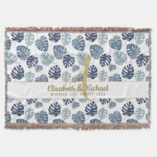 Cobertor Monograma Azure Azure Azure Tropical Deixa Dourado