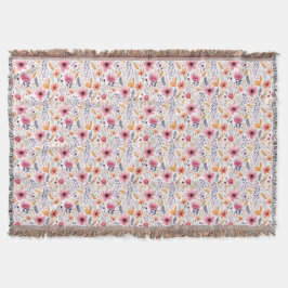 Cobertor Monograma Boho Wildflower Rosa Laranja Roxo Floral