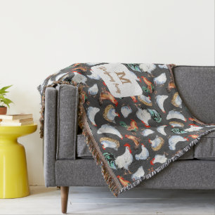 Cobertor Monograma da Casa Farmônica da Família de Galinhas