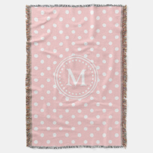Cobertor Monograma de Bolinhas Rosa e Branco Bebe