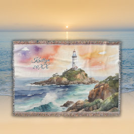 Cobertor Monograma do Farol de Byron Bay Sketch |