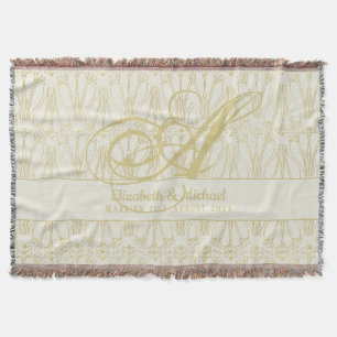 Cobertor Monograma Dourado ArtDeco Novas Casas Legais