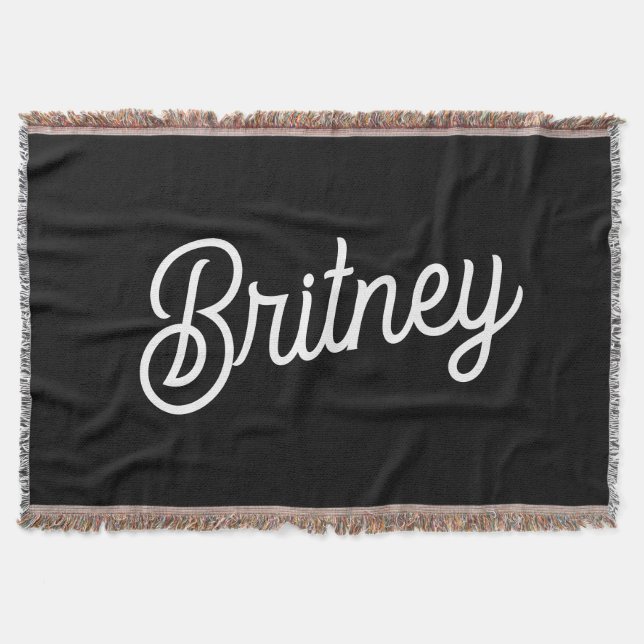 Cobertor Monograma e Nome Personalizados de Branco Preto Mo (Frente)