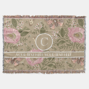 Cobertor Monograma Floral Botânico de Flor Silvestre Modern