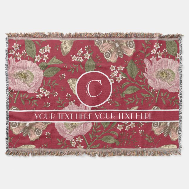 Cobertor Monograma Floral Botânico de Flor Silvestre Modern (Frente)
