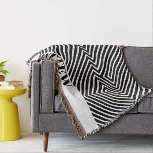 Cobertor Monograma moderno de padrão zebra preto e branco