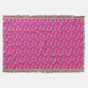 Cobertor Monograma simples, cor-de-rosa quente, de flor sel