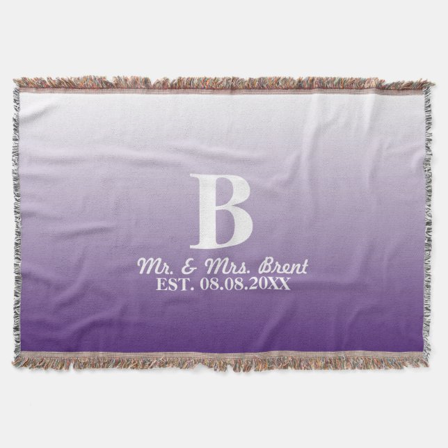 Cobertor monogramas púrpura lilac-ombre de verão (Frente)