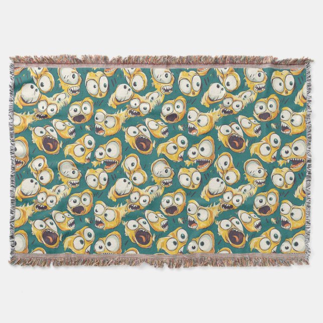Cobertor Monstro Amarelo Louco Teal Halloween (Frente)