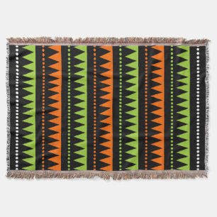 Cobertor Montanhas Astecas - Preto, Laranja, Verde e Branco