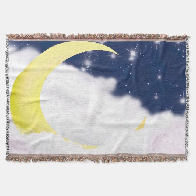 Cobertor Moon In Soft Clouds Throw Blanket (Frente)