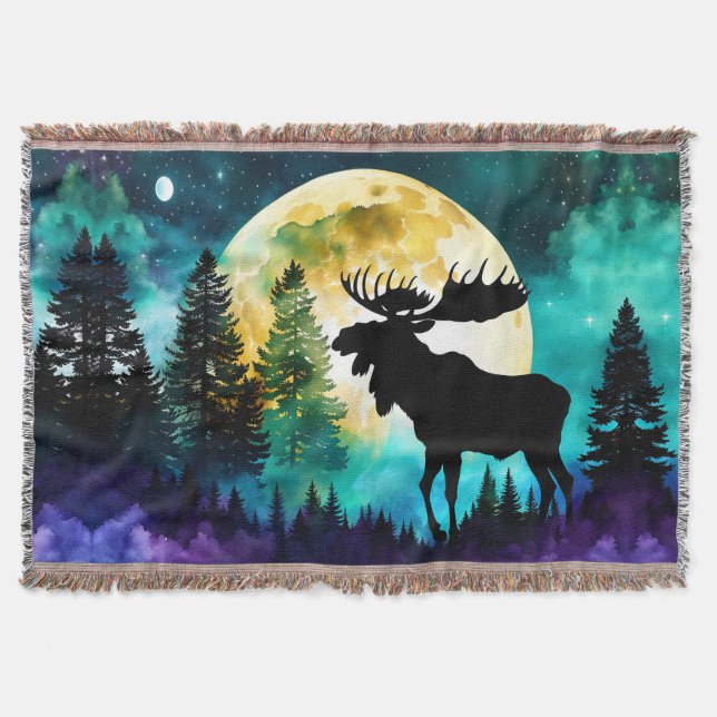 Cobertor Moose na lua de Cheio da floresta (Frente)