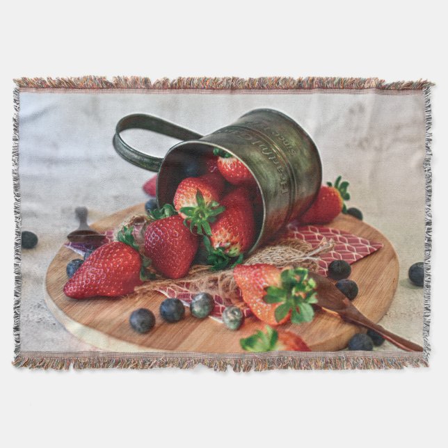 Cobertor Morangos, Frutas e doces (Frente)