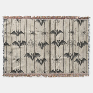 Cobertor Morcegos e teias-aranha em tiras em relevo