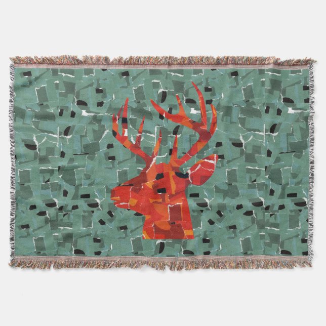Cobertor Mosaico de silhueta de cabeça de veado (Frente)