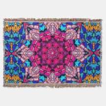 Mosaico Rosa Mandala Floral Psicélico Retro