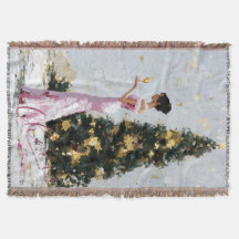 Mulher Elegante com Impasto e Árvore de Natal Ano 