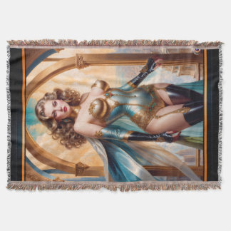 Cobertor Mulher em Dourada turquesa pulmonar de Xzendor7