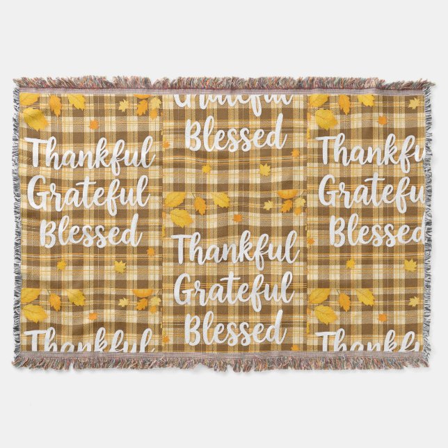 Cobertor Na moda abençoado, grato, Ação de Graças (Frente)