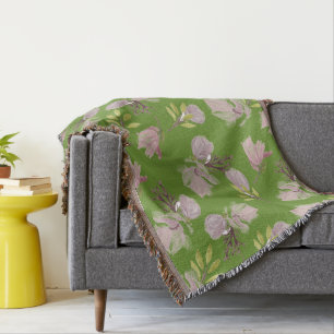 Cobertor Na moda floral verde-claro de cor-de-água de cor v