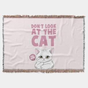 Cobertor Não olhe para o gato - Gato Branco Engraçado