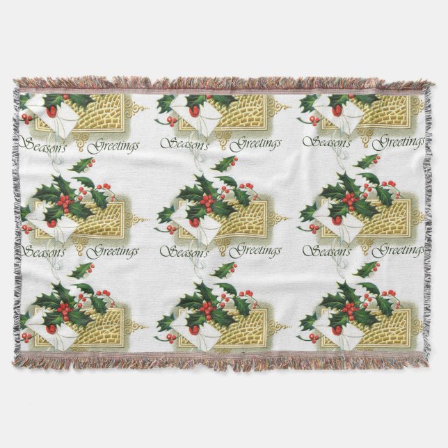 Cobertor Natais vintages Seasons Saudações (Frente)