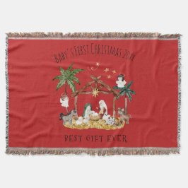 Cobertor Natal Cristão Natividade Cinematográfica Vermelha