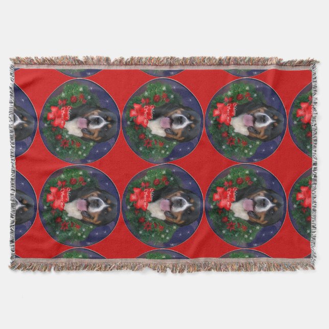 Cobertor Natal do Cão da Grande Suíça (Frente)