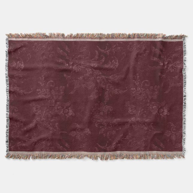 Cobertor Natal Floral Burgundy Vermelho Profundo (Frente)