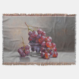 Cobertor Natureza Morta de Uvas Vermelhas - de Pintura a Ól