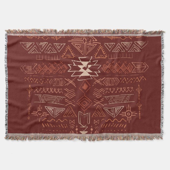 Cobertor Navajo Aztec: Padrão Étnico De Doodle. (Frente)