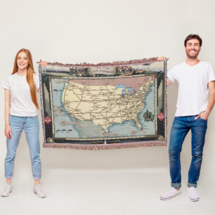 Cobertor Navio do mapa dos Estados Unidos o Skyway através