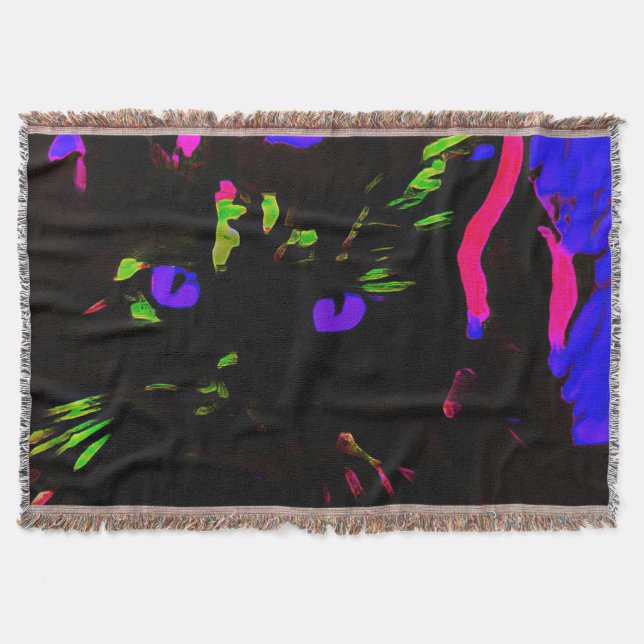 Cobertor Neon Black Cat com olhos brilhantes (Frente)