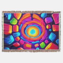 Cobertor Neon Cube Vortex Art