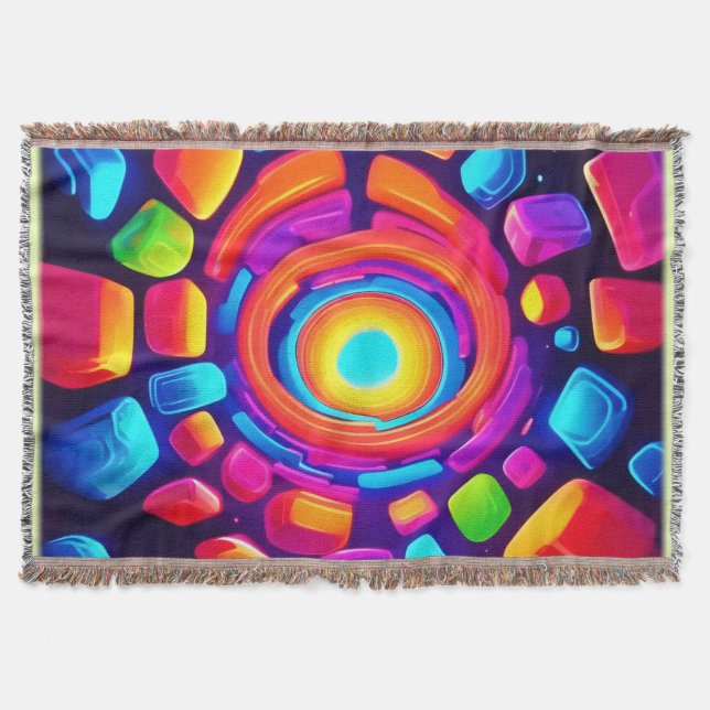 Cobertor Neon Cube Vortex Art (Frente)