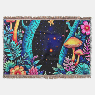 Cobertor Neon Fantasy Forest Night Design