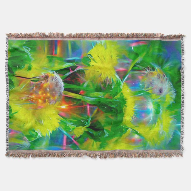 Cobertor Neon Glow Dandelions no Dream Garden (Frente)