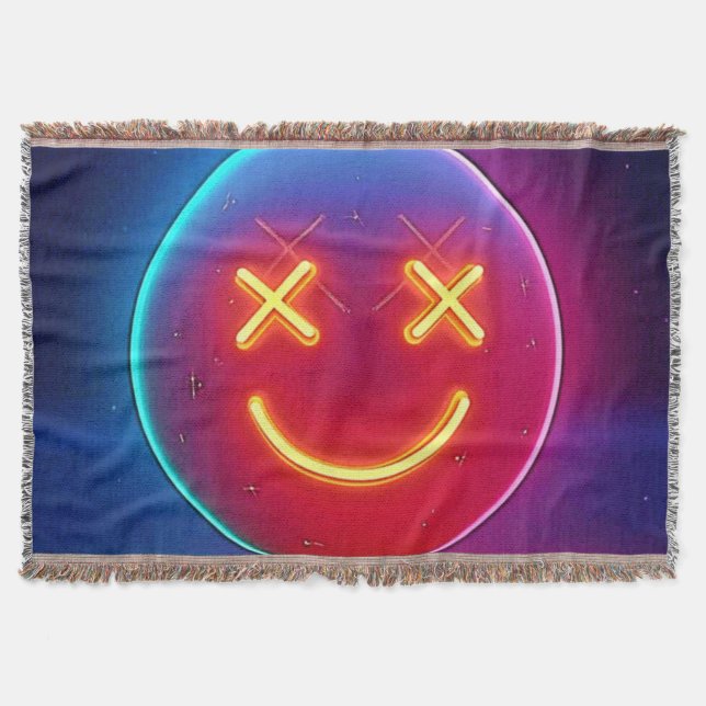Cobertor Neon Glow Smiley face (Frente)