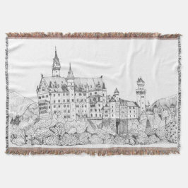 Cobertor Neuschwanstein Castle Alemanha Fine Line Art
