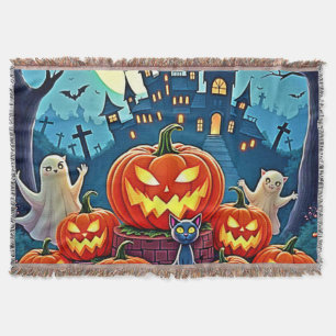 Cobertor Noite de Halloween: Arte Assustadora Divertida