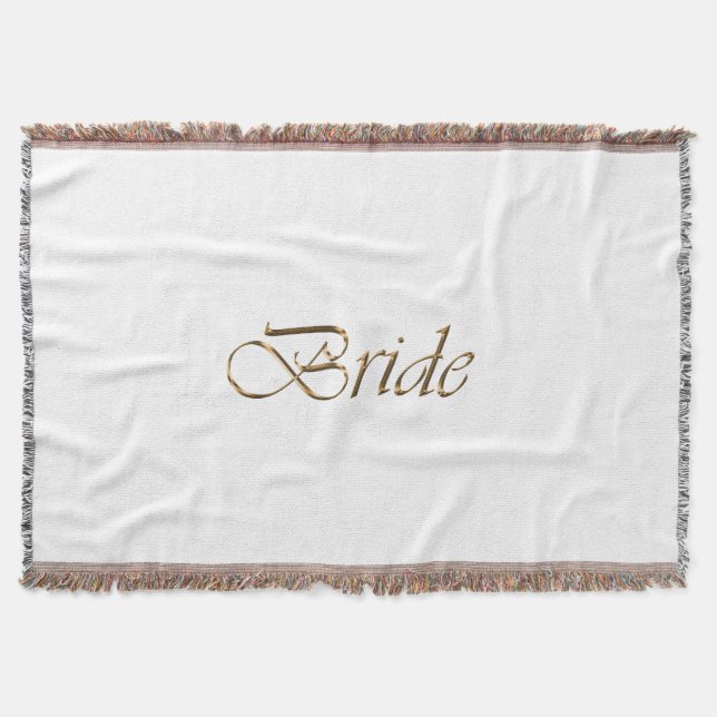 Cobertor Noiva, guião dourada, elegante branco chic (Frente)