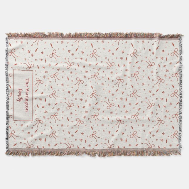 Cobertor Nome da família personalizada Coquette festivo (Frente)