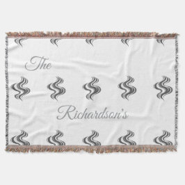 Cobertor Nome de Família Personalizado Simples Preto e Bran